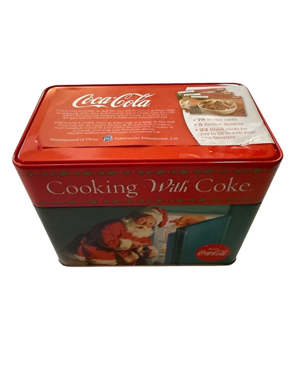 Coca-Cola Cooking With Coke Recipe Tin 78 Cards Holiday Santa Metal Box Set - Picture 6 of 8